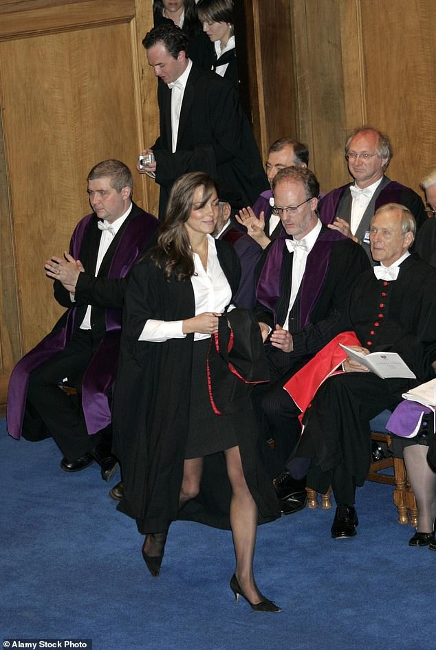 Kate is pictured at her graduation from St Andrews, where she received a 2:1