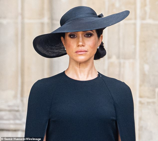 Meghan at the Queen's funeral. The late Queen allegedly described Meghan as 'evil'