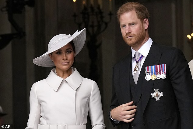 Harry and Meghan after a church service at St Paul's in 2022. When Harry and Meghan announced their plans to step down as working royals in 2020 the Queen tried to find a compromise to stop 'Megxit'