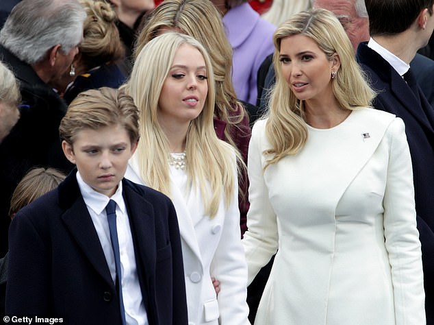 In September 2017, Barron started sixth grade at St. Andrew's Episcopal in Potomac, Maryland (pictured at his father's inauguration in January 2017)