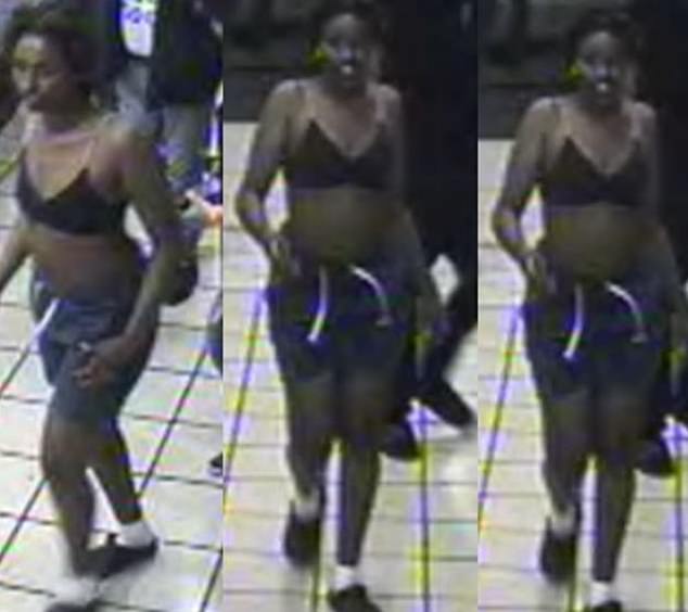 The force said the officer was then attacked by the mob, who punched and kicked her before throwing a drink over her head and running off (one of the alleged attackers pictured)