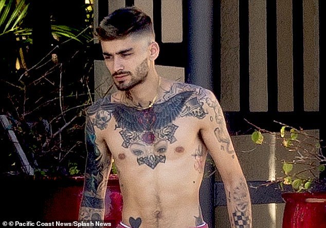 Singer Zayn Malik has a skull in the middle of his chest, set amongst dozens of other tattoos