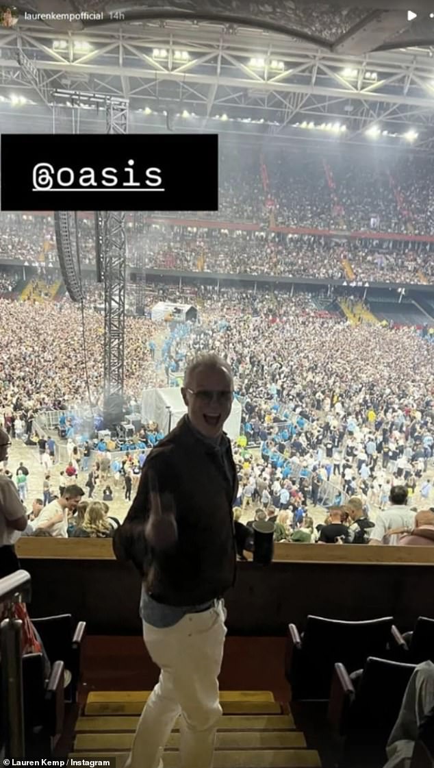 Singer Gary and his wife Lauren Kemp were also attending together, with Gary calling the gig: 'Snarling, joyful and like a football match where everyone is winning'