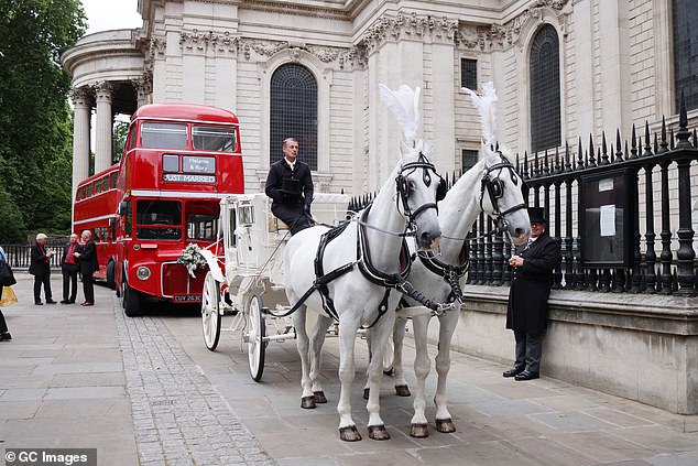 The pair were taken from the venue in an elegant horse drawn cart