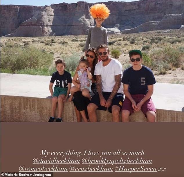 Meanwhile Victoria shared a snap from a family holiday and also ensured Brooklyn was tagged