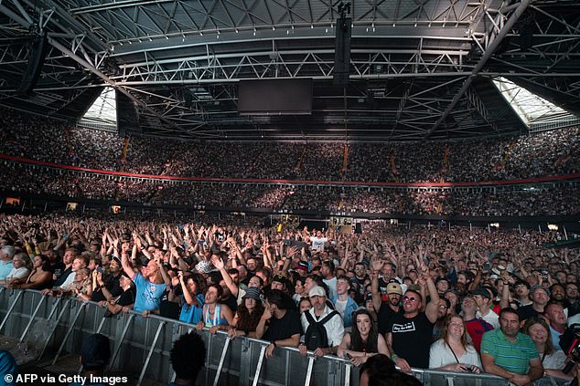 She penned over the top of her video: 'Why is everyone sat down - this is who you lost tickets to btw', along with a crying face emoji