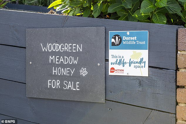 Pictured: A honey sale sign on John Board's front wall