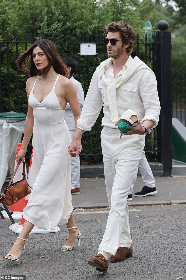 Meanwhile Andrew Garfield and his rumoured girlfriend Monica Barbaro arrived hand in hand to the All England Tennis and Croquet Club