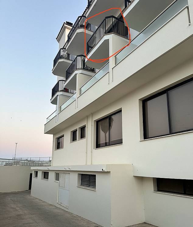 The balcony where Sam fell from