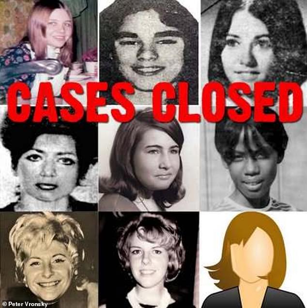 Vronsky shows a photo gallery of previously unsolved cases that he has helped to close