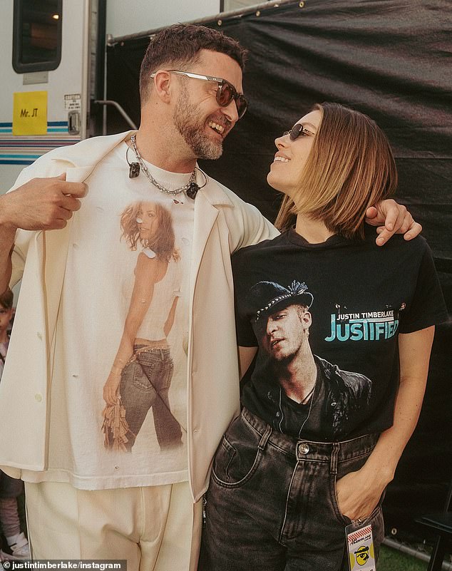 He opened his jacket to make sure his bespoke apparel featuring the actress' likeness as he took the stage at the BottleRock music festival in Napa Valley over the weekend