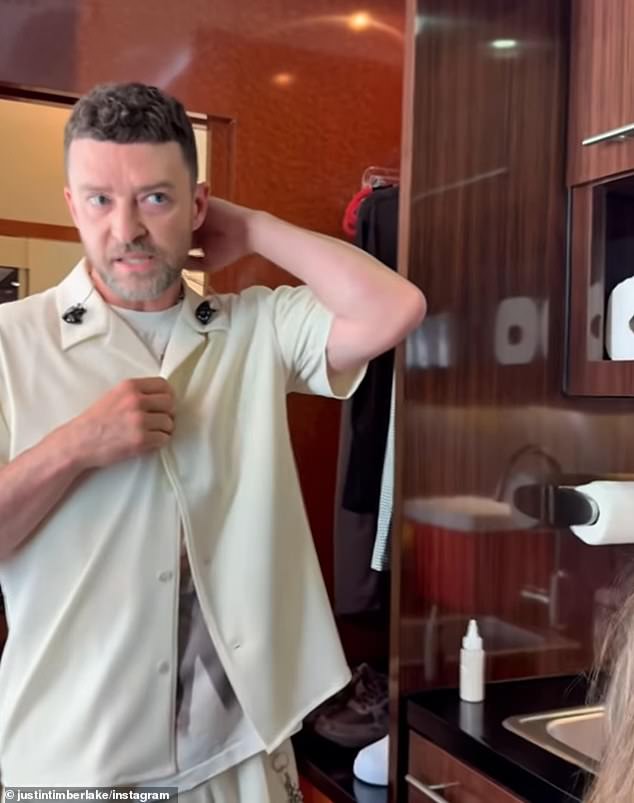 In the video of them showing off their outfits to each other, the SexyBack hitmaker walked toward Biel in his trailer and asked her to show her outfit to the camera