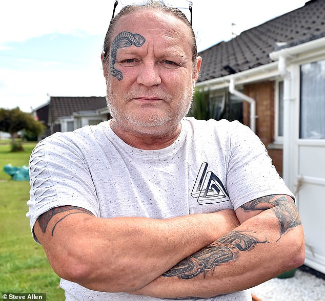 Spencer Ball, 54, who served in the first Gulf war, lives a few doors down and said: 'There is a growing issue with drug addicts in the area'