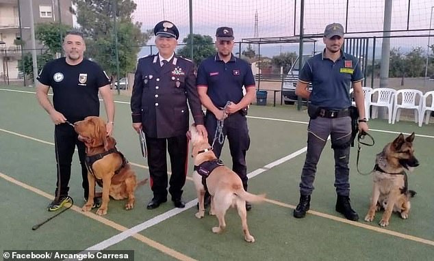 The seven-year-old bloodhound (left) had been credited for helping locate nine missing people in Italy