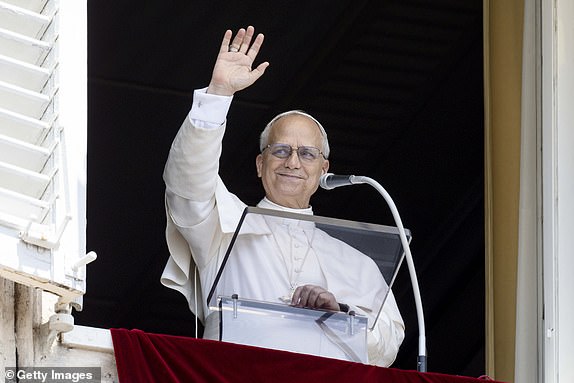 VATICAN CITY, VATICAN - JULY 06: (EDITOR NOTE: STRICTLY EDITORIAL USE ONLY - NO MERCHANDISING). Pope Leo XIV delivers his Angelus blessing from the window of his studio overlooking St. Peter's Square on July 06, 2025 in Vatican City, Vatican. Speaking in English at the conclusion of the Angelus on Sunday, Pope Leo offered his sincere condolences "to all the families who have lost loved onesâ¿"in particular their daughters who were at summer campâ¿"in the disaster caused by the flooding of the Guadalupe River in Texas in the United States. We pray for them." (Photo by Mario Tomasetti - Vatican Media via Vatican Pool/Getty Images)