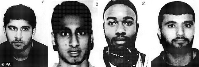 Left to right: Hasib Hussain, Shehzad Tanweer, Jermaine Lindsay and Mohammad Sidique Khan, which were shown at the inquest into the bombings