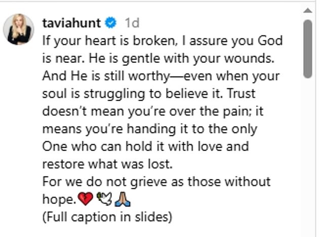 Tavia took to Instagram to reveal that Janie - a young cousin - had passed away