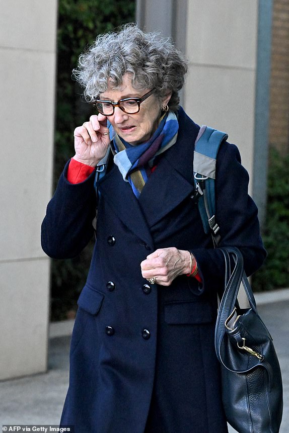Crown Prosecutor Nanette Rogers reacts as she leaves Latrobe Valley Magistrates' Court in Morwell on July 4, 2025. Jury members retired on June 30 to decide the fate of an Australian woman accused of murdering three members of her husband's family with a toxic mushroom-laced beef Wellington lunch. Jurors began deliberating their verdict on 50-year-old home cook Erin Patterson after a nine-week trial. (Photo by WILLIAM WEST / AFP) (Photo by WILLIAM WEST/AFP via Getty Images)