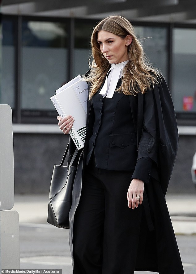 Erin Patterson's barrister Sophie Stafford enters the court during the epic trial