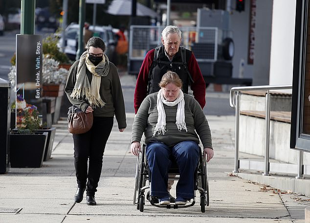 Ruth Dubois is confined to a wheelchair. She and her father Ian Wilkinson attended court daily