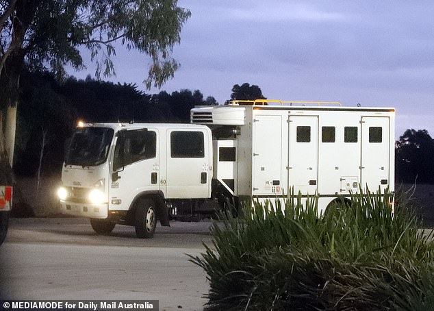 Erin Patterson arrived at court in a prison van after being transported from jail to attend hearings for her murder trial in south-eastern Victoria's Gippsland area