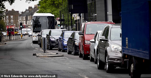 Pictured: Heavy traffic on Trafalgar Road where cars are forced to divert due to the controversial LTN