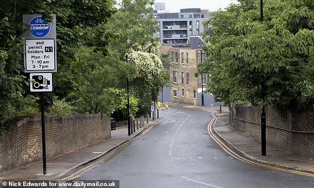 Greenwich Council are raking in £16,500 a day from fines dished out to locals who drive through camera enforced LTN roads in East Greenwich, south-east London (Pictured: Vanbrugh Hill)