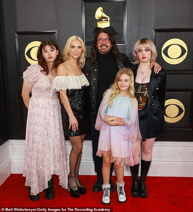 On August 1, Grohl and his second wife Jordyn Blum Grohl (2-L, pictured in 2023) will celebrate the 11th birthday of their daughter Ophelia (2-R) immediately followed by their 22nd wedding anniversary on August 2