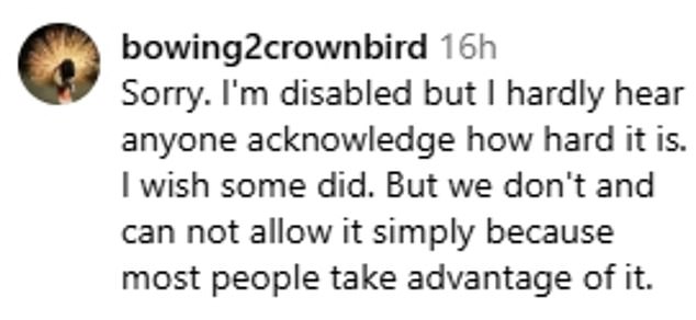 Instagram users were quick to comment on Sophie's post - though not everyone was sympathetic