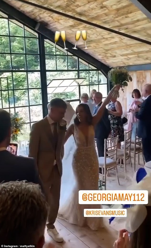 Georgia tied the knot with Kris in a beaded fishtail gown in a lavish log cabin-style venue back in 2023