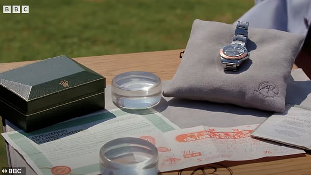 'What is so lovely about this is that you have got all the paper work,' Richard said (pictured the watch and its paper work)