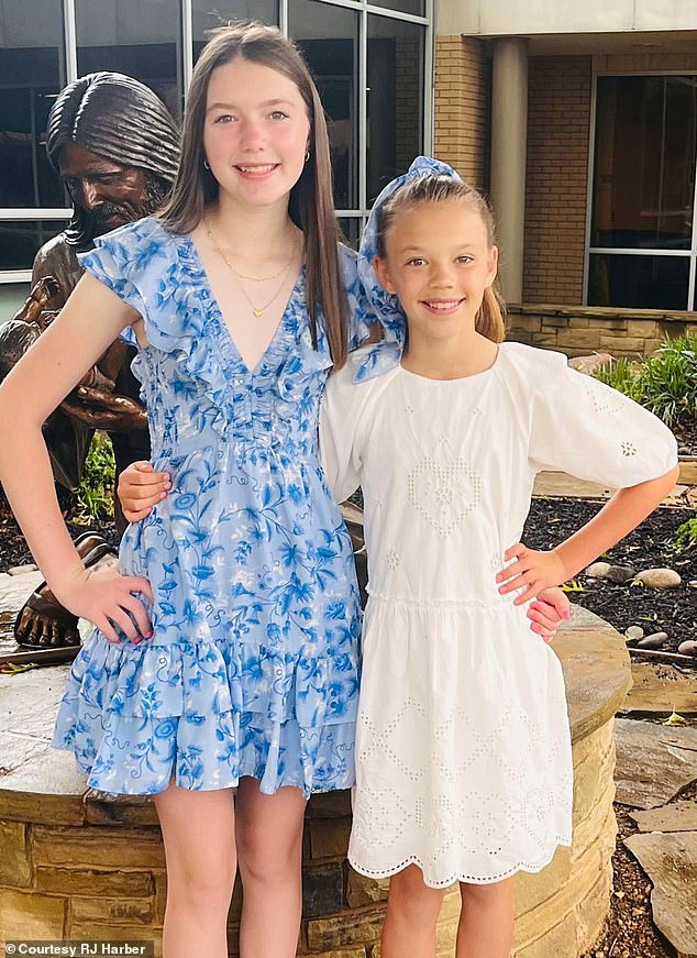 Sisters Blair and Brooke Harber, aged 13 and 11-years-old were killed in the floods. Their grandparents, 76-year-old Mike Harber and 74-year-old Charlene Harber, are still unaccounted for