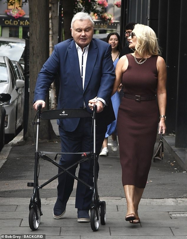 The presenter, who has endured multiple back operations and regularly relies on a wheelchair, was joined by his partner Katie, who was dressed in a stylish brown look