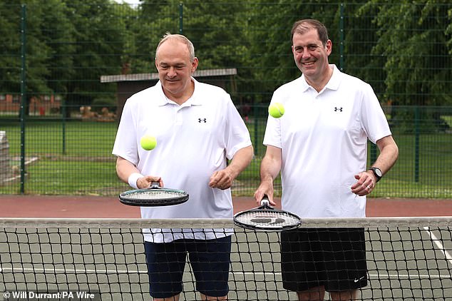 Liberal Democrat MP Lee Dillon (right) who claimed on his expenses for a Christmas meal with staff, playing tennis with party leader Sir Ed Davey during last year's election campaign
