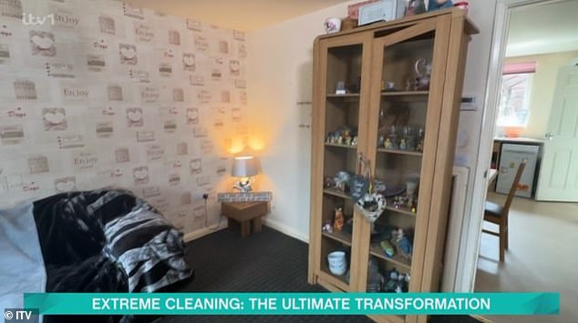 The living room looked amazing and tidy after Vicky and the team worked their magic (pictured)