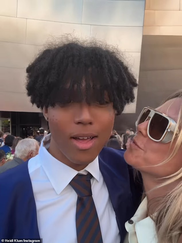The model was on hand to celebrate her youngest son's graduation from Campbell Hall in California earlier this month