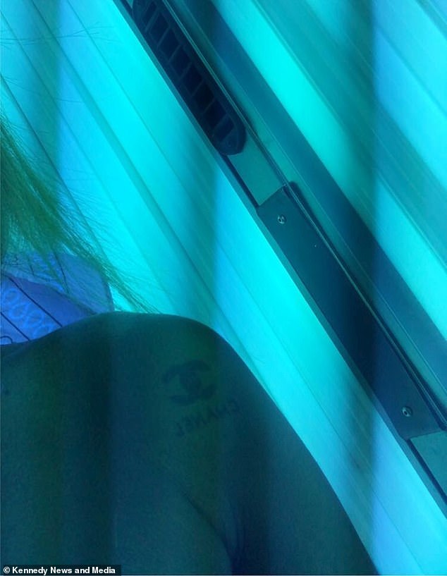 Despite 'not knowing much about sunbeds' at first, Megan spent up to half an hour on the beds under the UV lights for over a year, often coated in baby oil to enhance the results