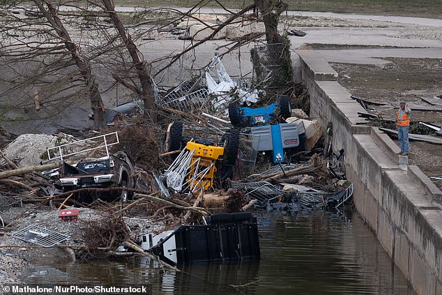 Widespread damage is visible in and around Kerrville, Texas, on July 6, 2025, following a deadly flash flood