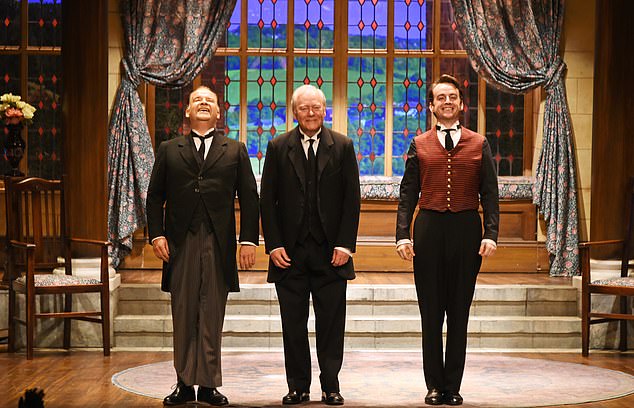 David (centre) is pictured alongside Brendan Hooper and Mark Hammersley in a performance of The Importance of Being Earnest in 2015