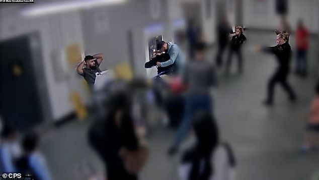 Officers are later seen on CCTV deploying their Tasers before hitting Amaaz with it