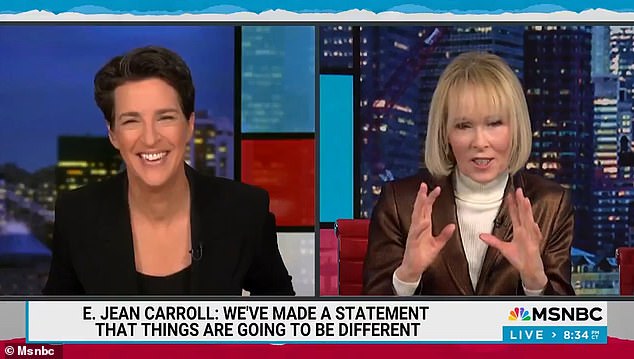 Bubbling with enthusiasm, she declared in 2024 that she and Maddow (pictured) would go shopping in France: 'We're going to get completely new wardrobes, new shoes… Rachel, what do you want? Penthouse? It's yours, Rachel!'