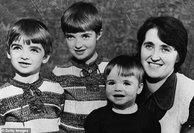 Pictured: Brothers Noel, Paul and Liam Gallagher with their mother Peggy in the 1970s. Peggy left husband Tommy in 1986 after his drinking and gambling spiralled into violent outbursts