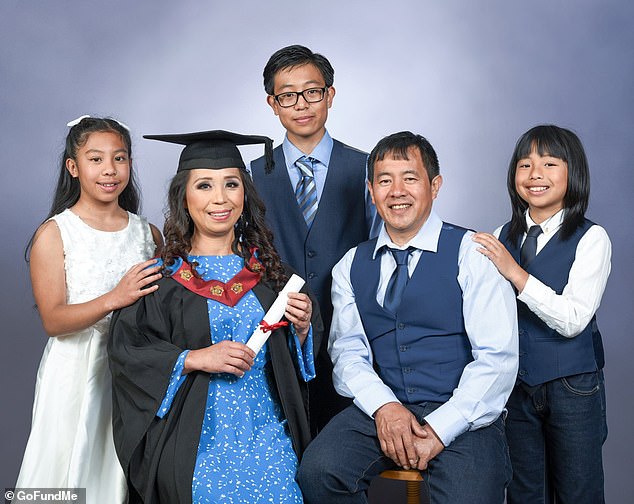 The family (left to right Faith, Minerva, David, Lorenzo, Daniel) raised the alarm after he failed to return home from college on the evening of Friday, June 6, and discovered he had taken his passport