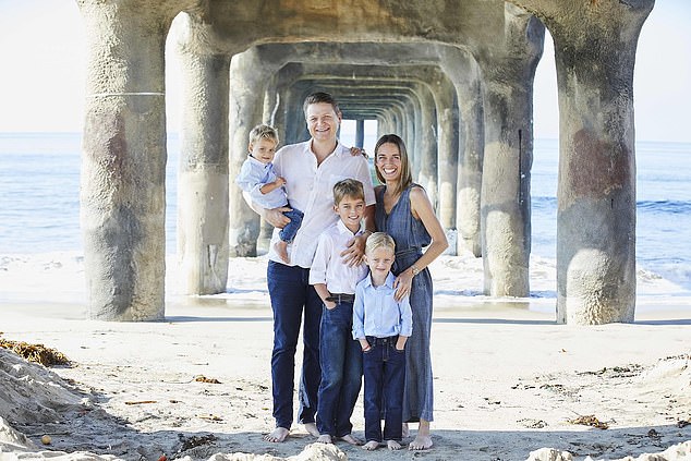 Marisa is pictured above with her three children and her husband, Josh