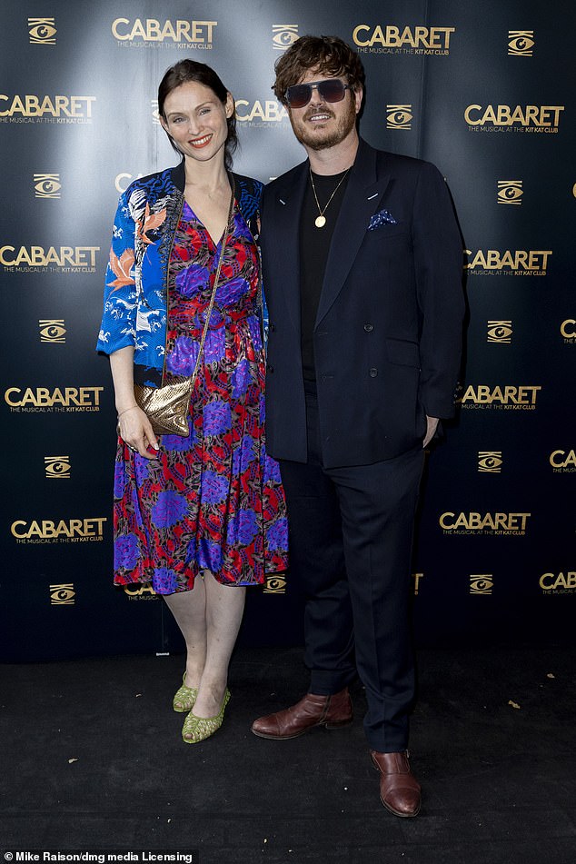Sophie Ellis-Bextor enjoyed a date night with her husband Richard Jones, and the singer showed off her quirky sense of style in a purple and red printed dress