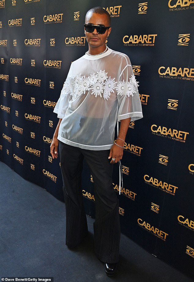 Layton Williams displayed his own flamboyant fashion sense in a sheer white shirt and ruffled black trousers