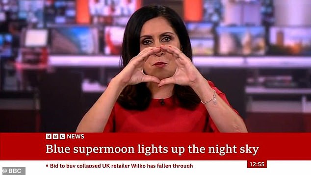 The presenter once apologised to viewers that she didn't have a photo of the super moon, and demonstrated it for them instead