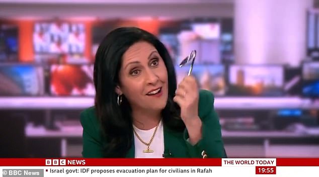 Ms Moshiri also recently gave herself the title of England's Strongest Newsreader after bending a spoon back on itself live on air