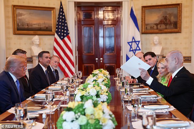 Netanyahu presented a letter he said he sent the Nobel Peace Prize committee nominating Trump