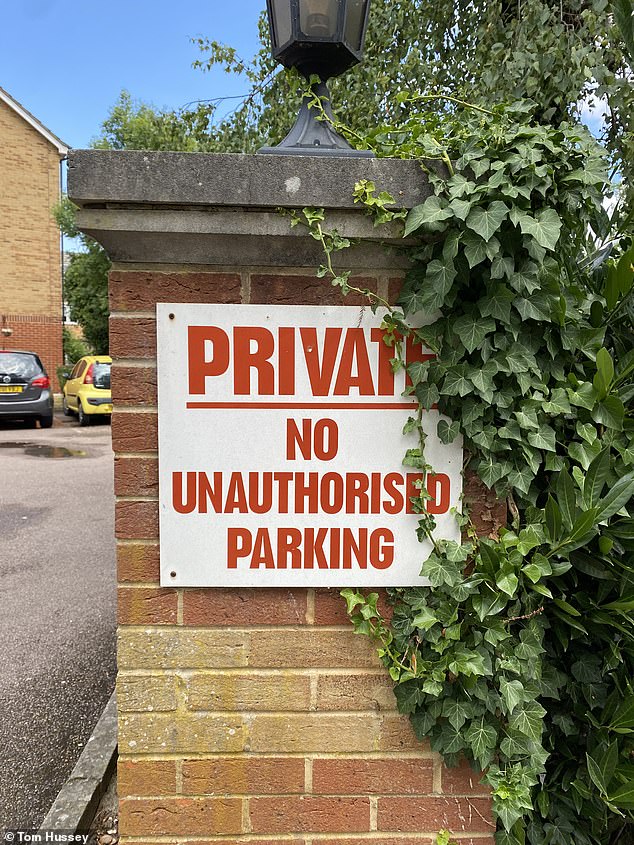 A notice outside the retirement home in Cheshunt, Hertfordshire, warning people not to park outside